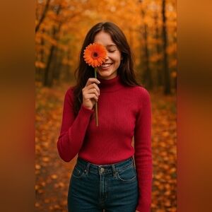 Women Mock Neck Ribbed Knit Crop Sweater Dark Maroon/Red